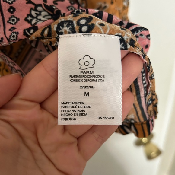 Farm Rio Anthropologie Pink Classic Button Down Shirt Bandana Paisley Print - Picture 7 of 10